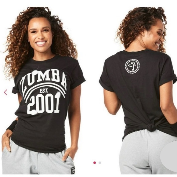 Zumba Est. 2001 Tee Size M/L Preowned back knot casual activewear - Picture 5 of 5